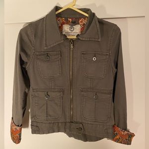 Lucky brand fitted utility jacket with reversible/removable collar